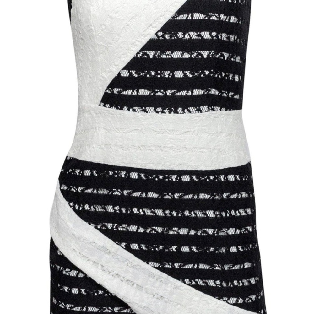 New BCBG Max Azria - Black & White Lace Sheath Dress Size 10